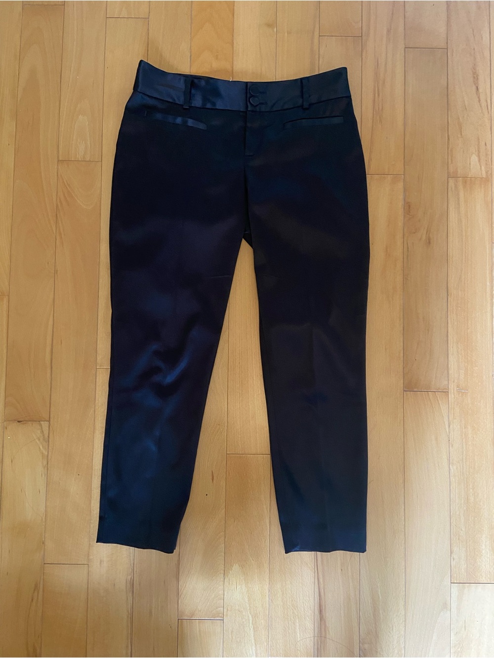 Cartonnier Black Cropped Satin-Trim Trousers
